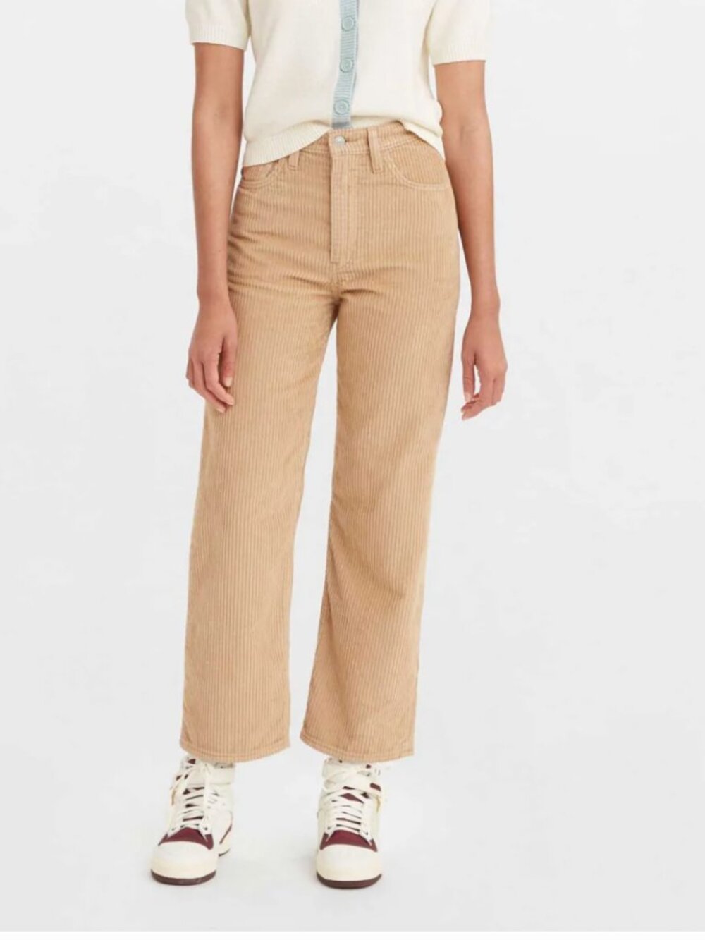 Levis High-Waisted Straight Leg Beige Corduroy Pants size 25 100% Cotton
